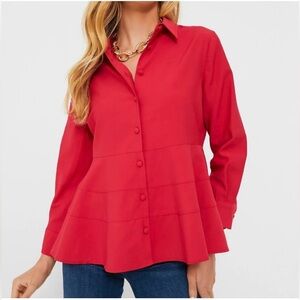 Pomander Place Red Button-Up Blouse